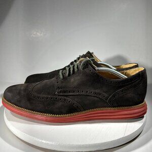 Cole Haan Grand Mens Size 12 M Shoes Knit Sneakers Wingtip Brown Red USED TWICE